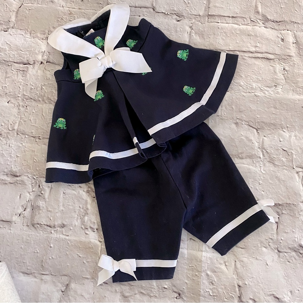 Bonnie Baby Nautical Frog Print Outfit sz 0-3 Months